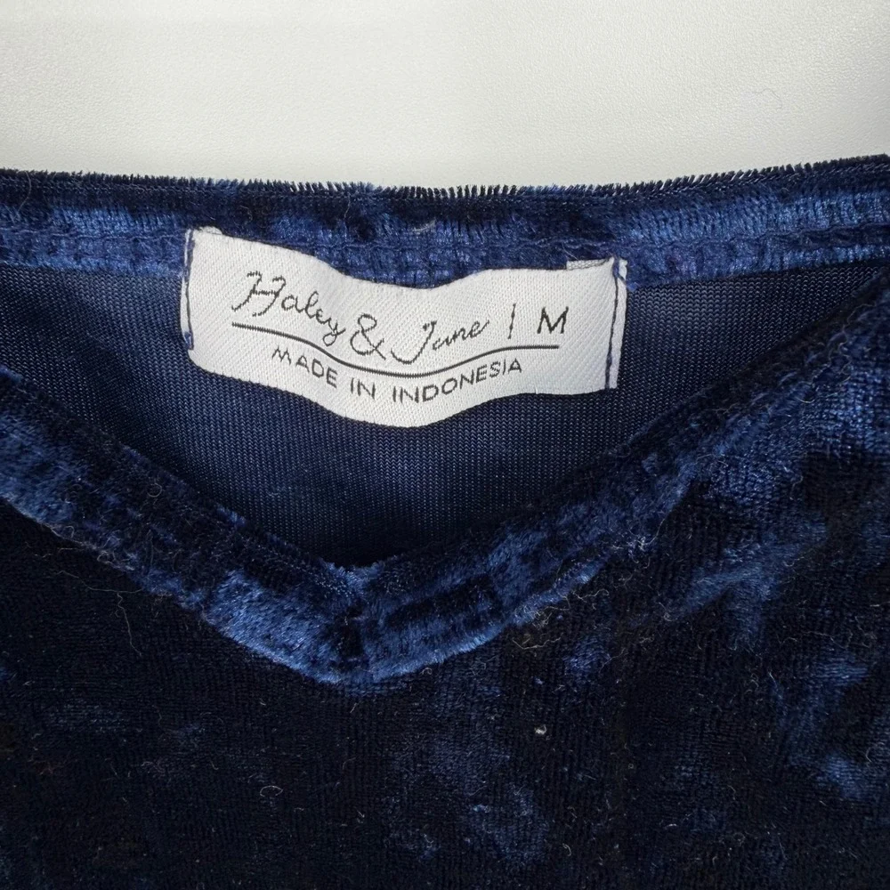 Y2K Navy Crushed Velvet Cami Crop Top Indie Grunge 90s‎ Velvet Tank